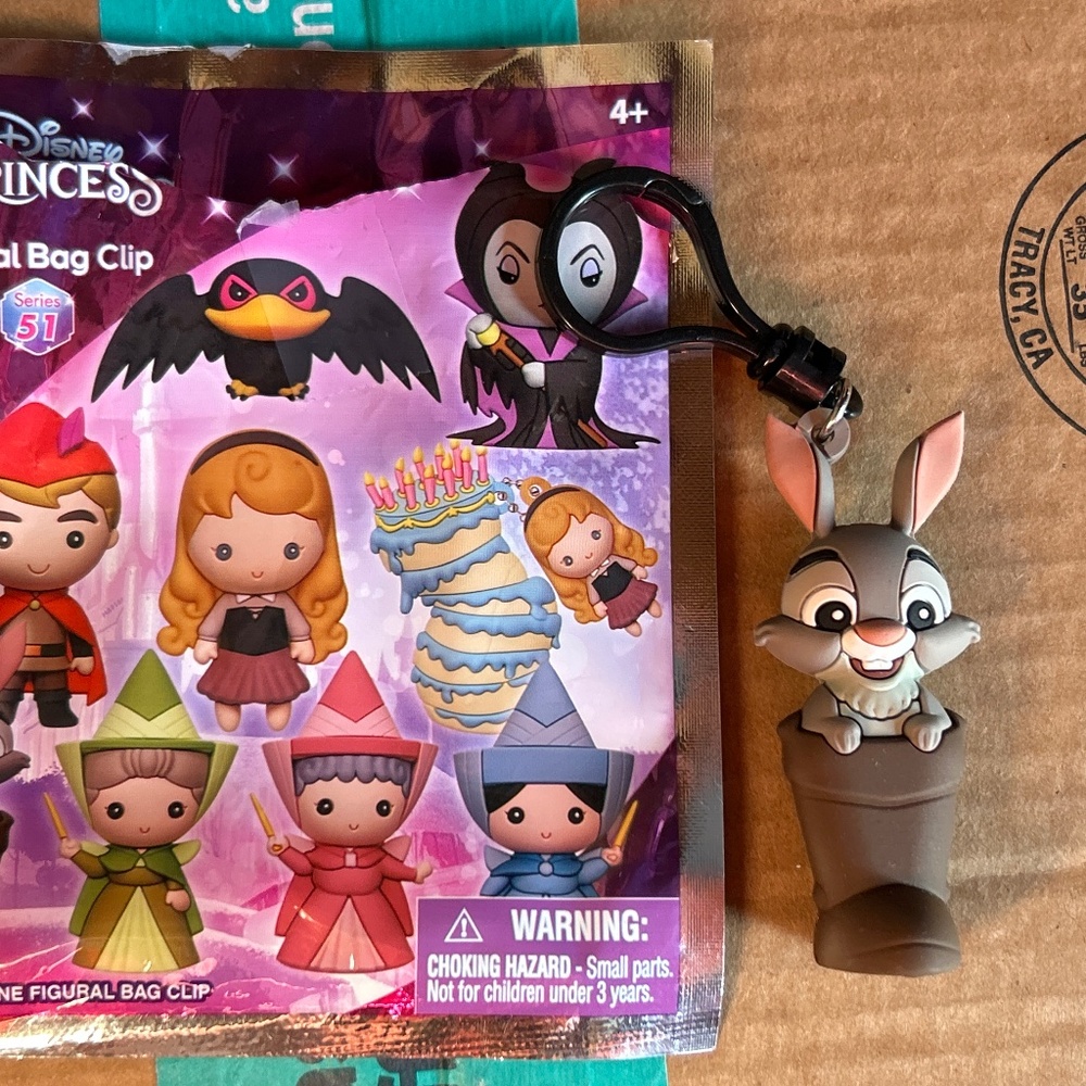 Disney Sleeping Beauty Prince Phillip Bunny in Boot Blind Bag Figural Bag Clip
